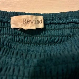 Teal, smocked, tiered dress